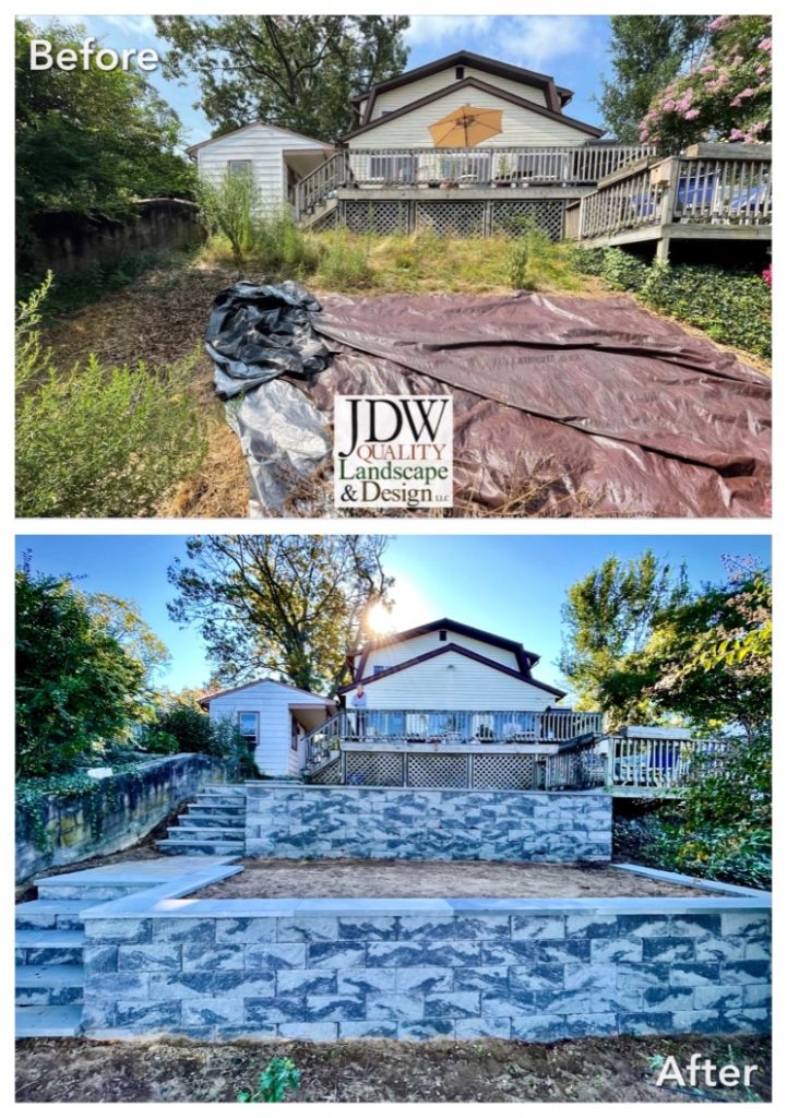 retaining wall before and after